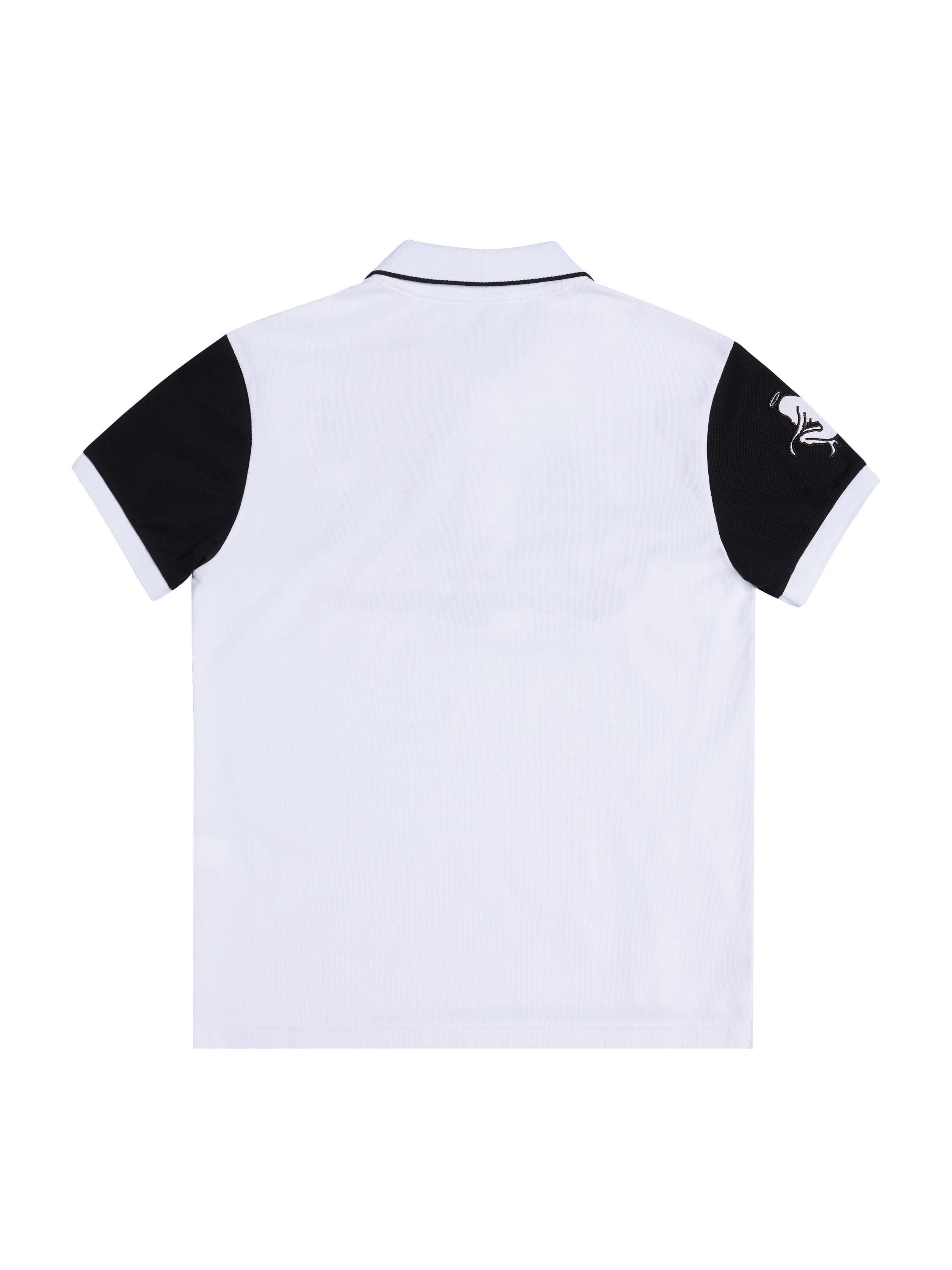 HAS2SONS "Dizzy Gaze" Eye Print White Contrast Regular Shoulder Polo Shirt 077