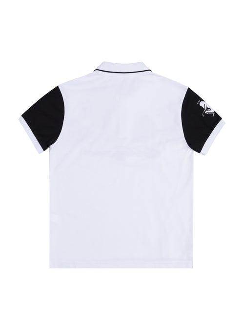 HAS2SONS "Dizzy Gaze" Eye Print White Contrast Regular Shoulder Polo Shirt 077