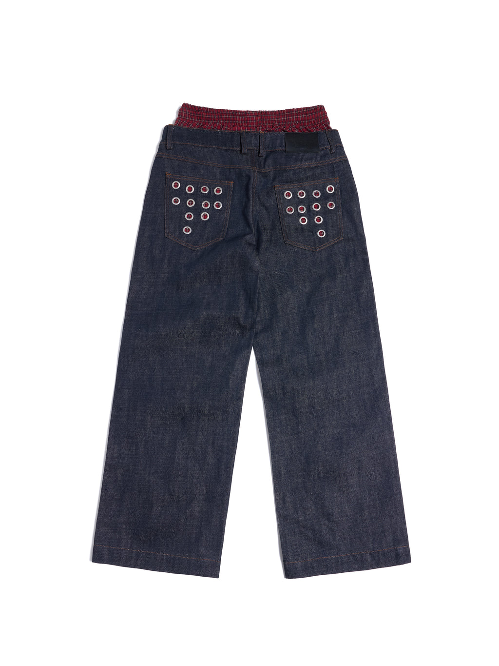 HAS2SONS 26SS Eyelet Dual Waistband Fake Two-Piece 14oz Raw Denim Jeans 087