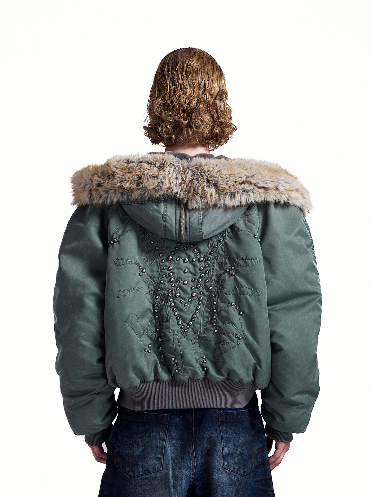 HAS2SONS25FW collar cotton bomber jacket with rivets