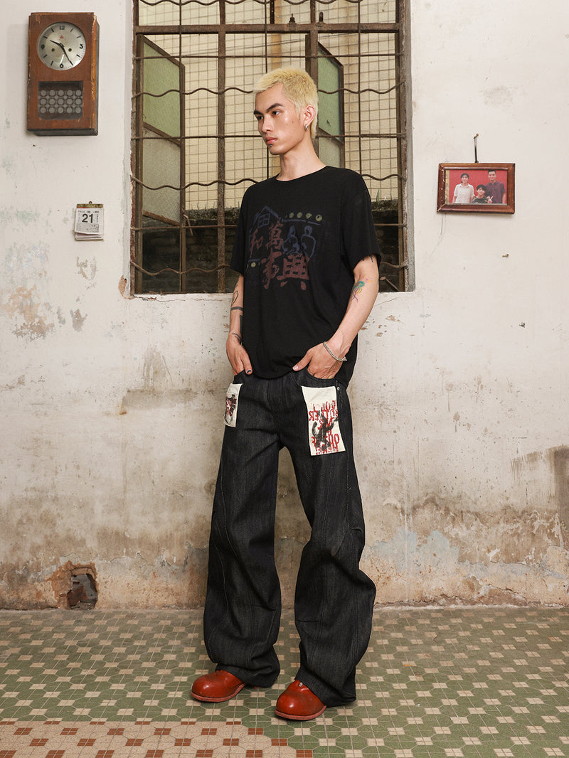 HAS2SONS deconstructs multi piece spliced original denim jeans