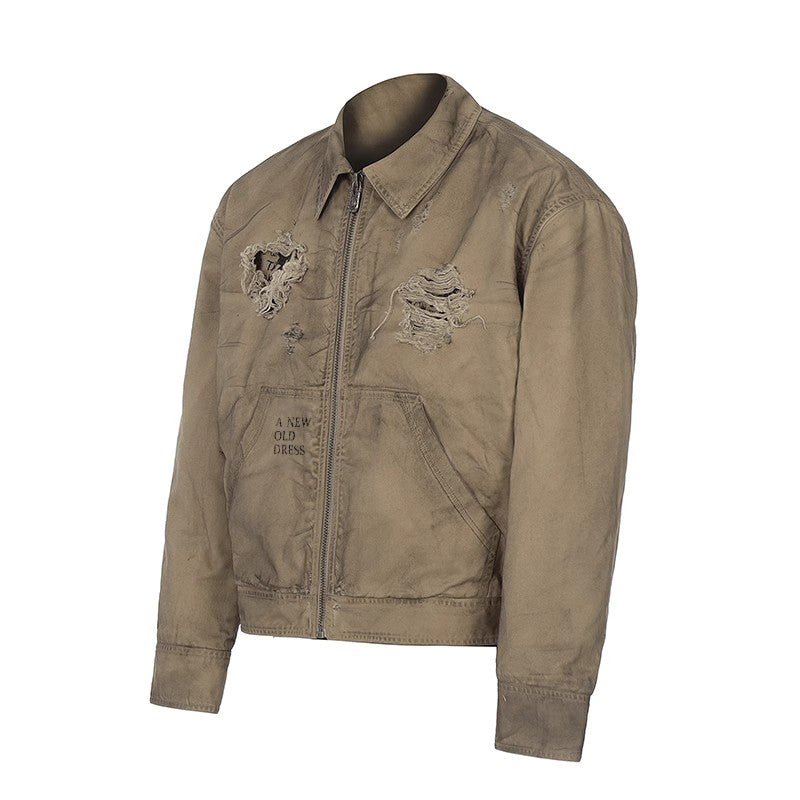 HAS2SONS washed old canvas vintage short and wide jacket