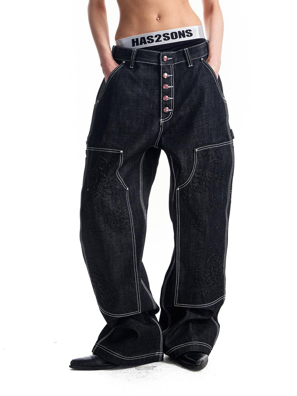 HAS2SONS original cow rivet straight leg jeans