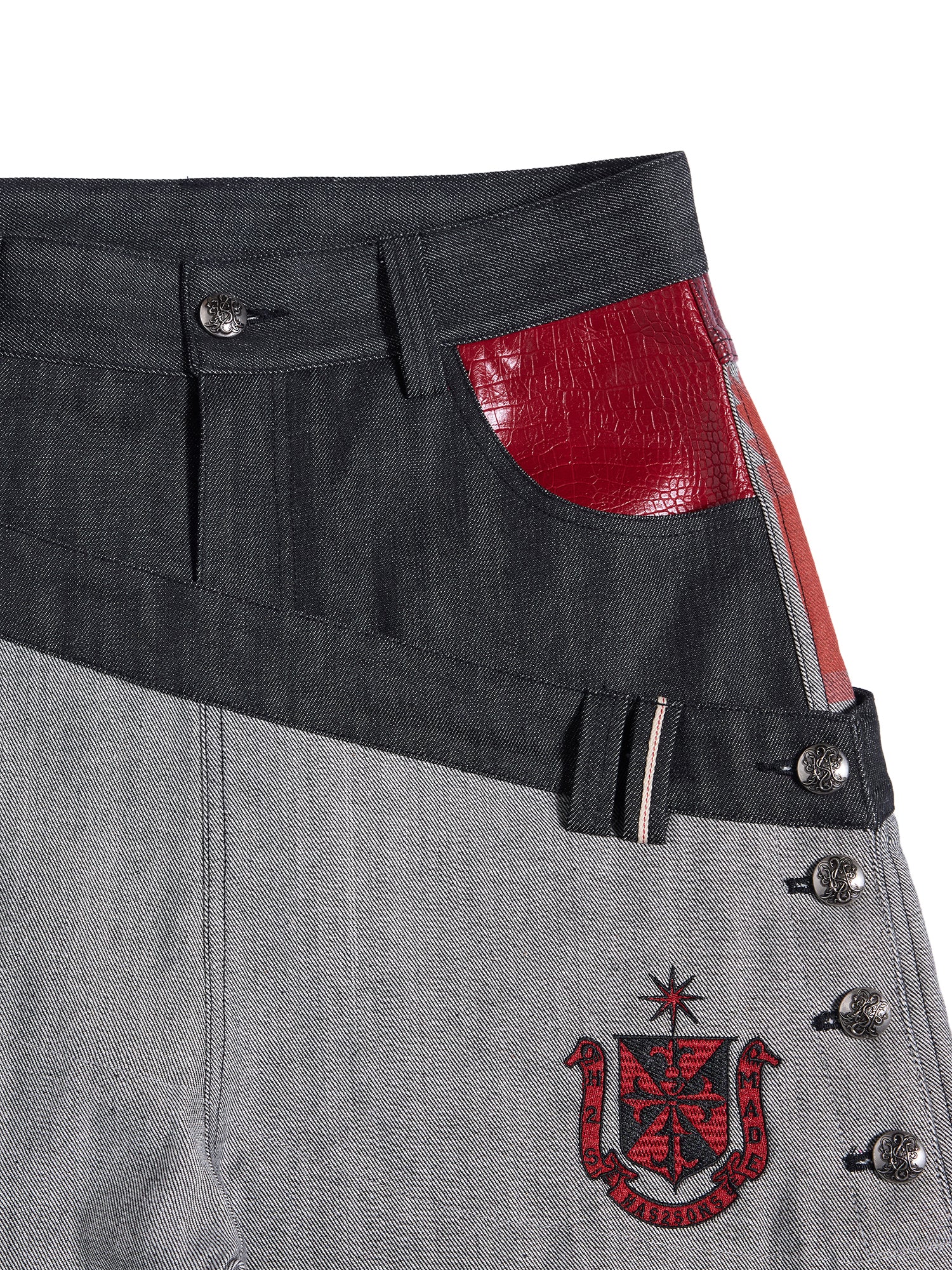 HAS2SONS 26SS Raw Denim Curved Wide Leg Dual Waistband 13.5oz Red Selvedge Jeans 081