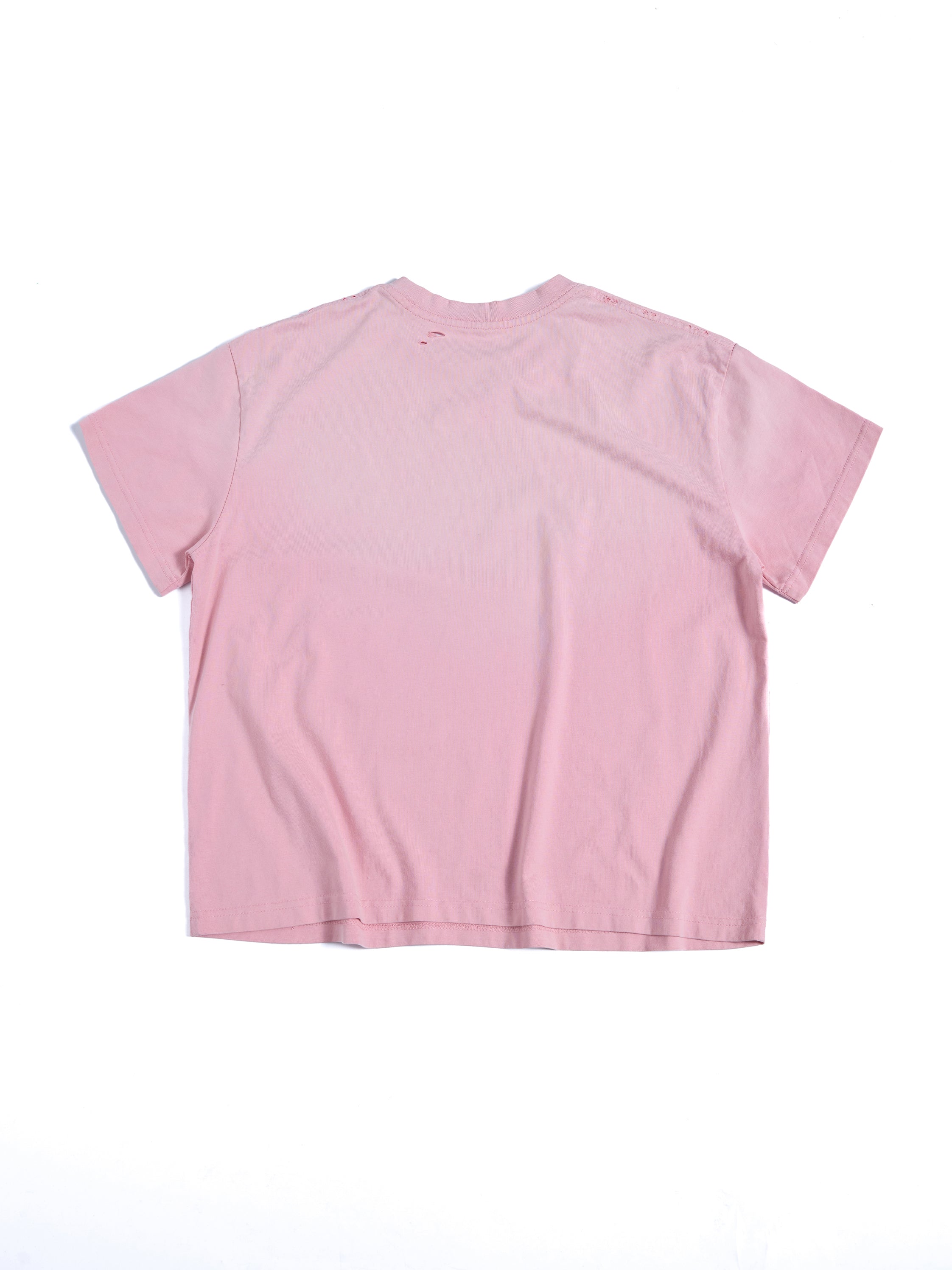 HAS2SONS Pink Ripped Halo Portrait Cropped Graphic Tee 099