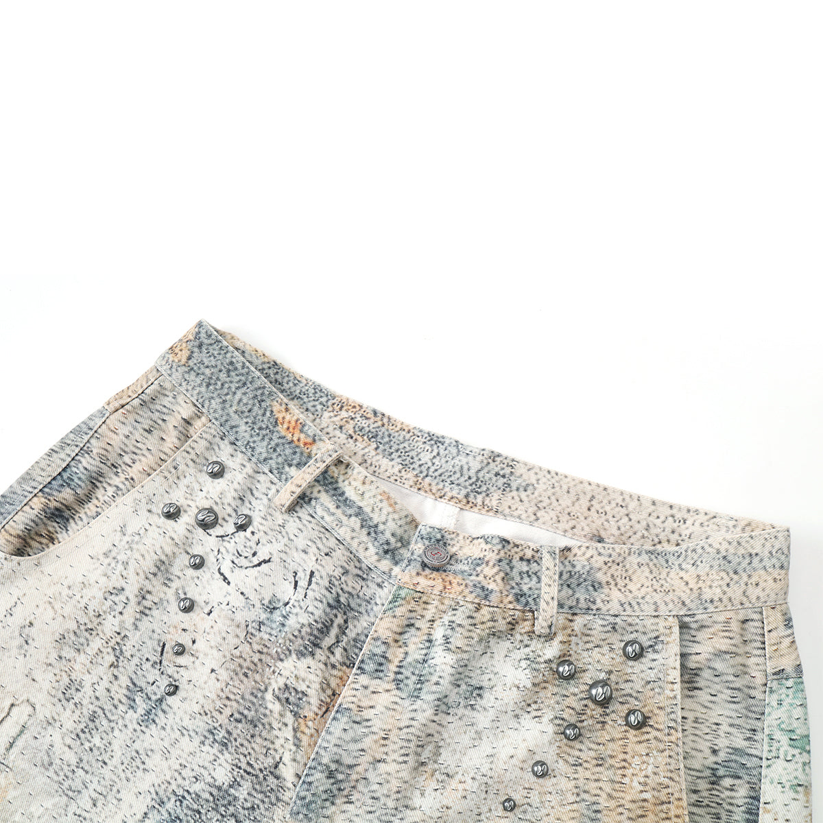 25FW digital printed rivet A-line version 14.5 oz denim pants