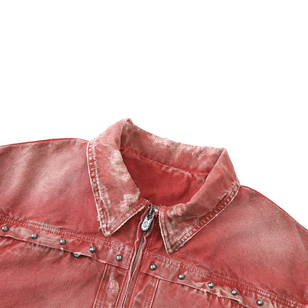 HAS2SONS 25FW Red Detroit washed short and wide jacket with rivets