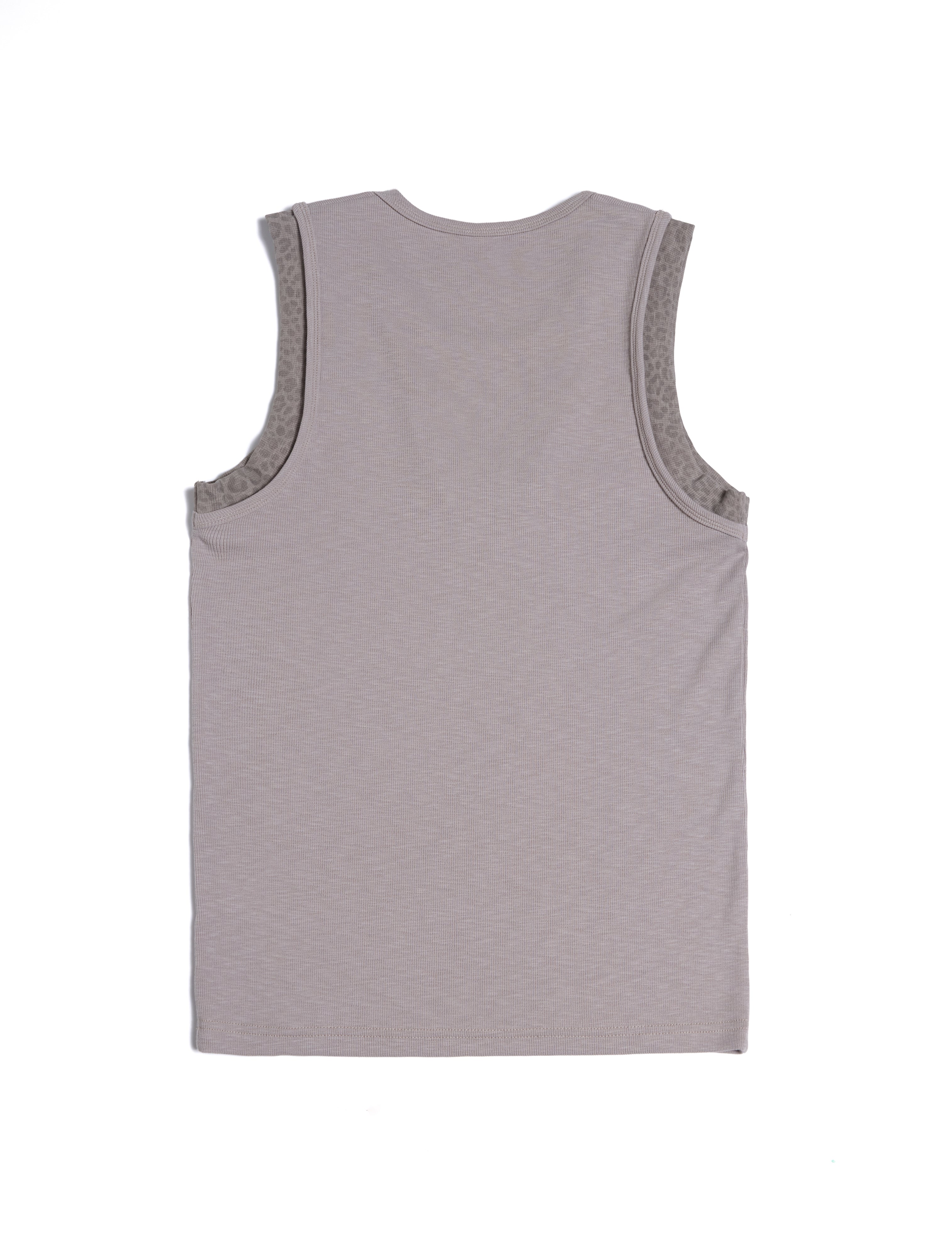 HAS2SONS 「DRUNK RIFF」Leopard Spliced Fake Two-Tone Slim Tank Top 095
