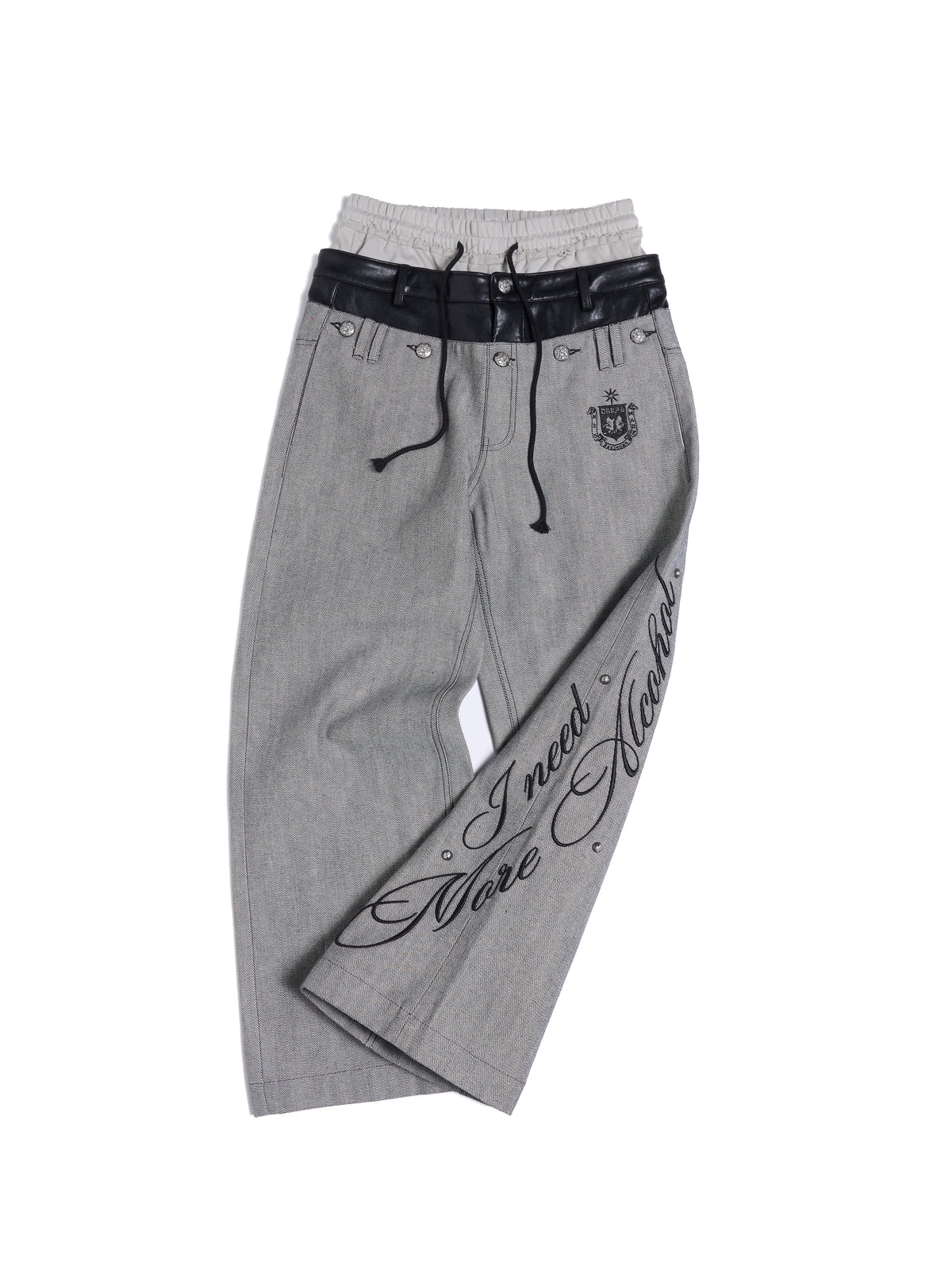 HAS2SONS Double Waist Rivet Spliced Jeans 086