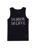 HAS2SONS N.D.N.G Letter Print Slim Sleeveless Tank Top, Street Inner Wear 090