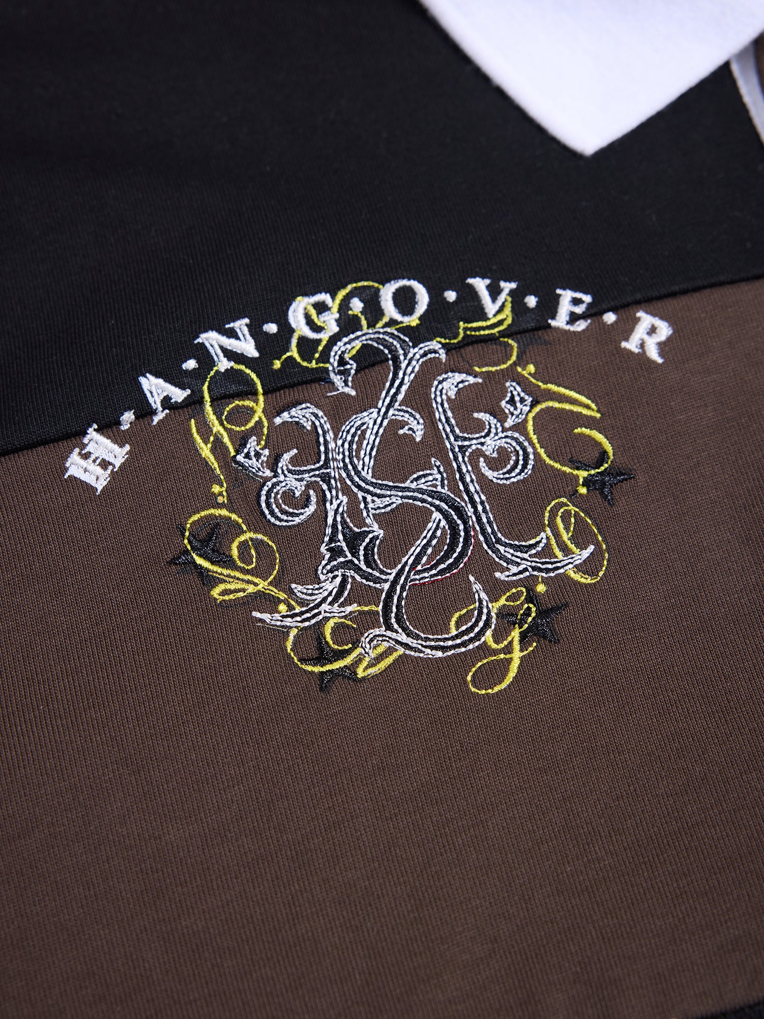 HAS2SONS "Long Island Iced Tea" Drunken Girl Embroidery Striped Contrast Polo Shirt 080