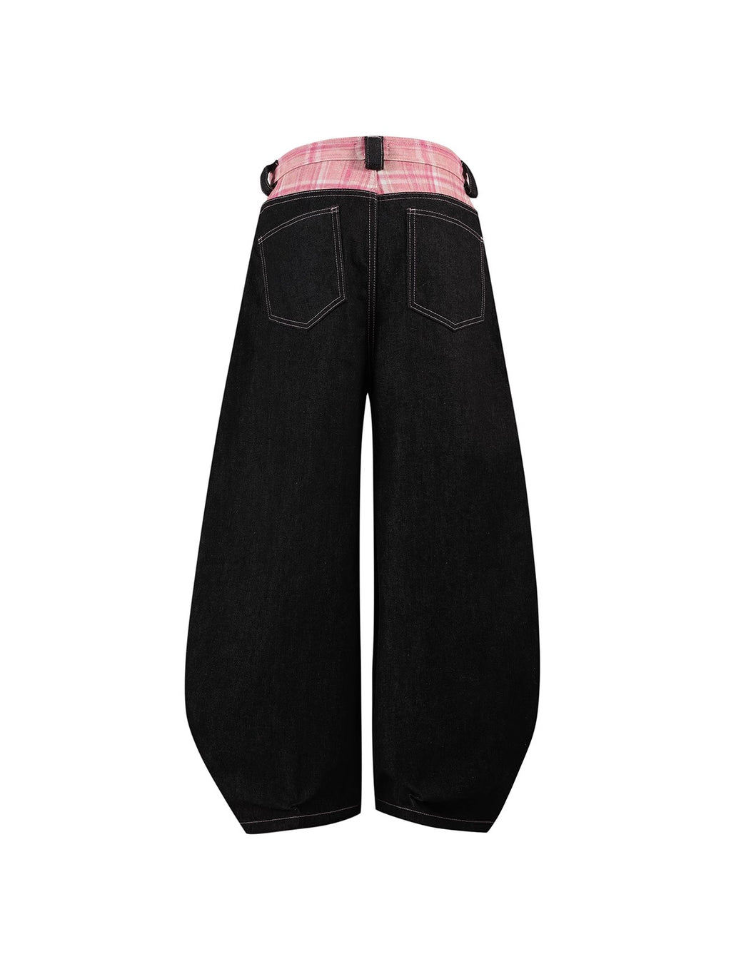 HAS2SONS Original Beef Splicing Pink Grid Bent Knife Jeans