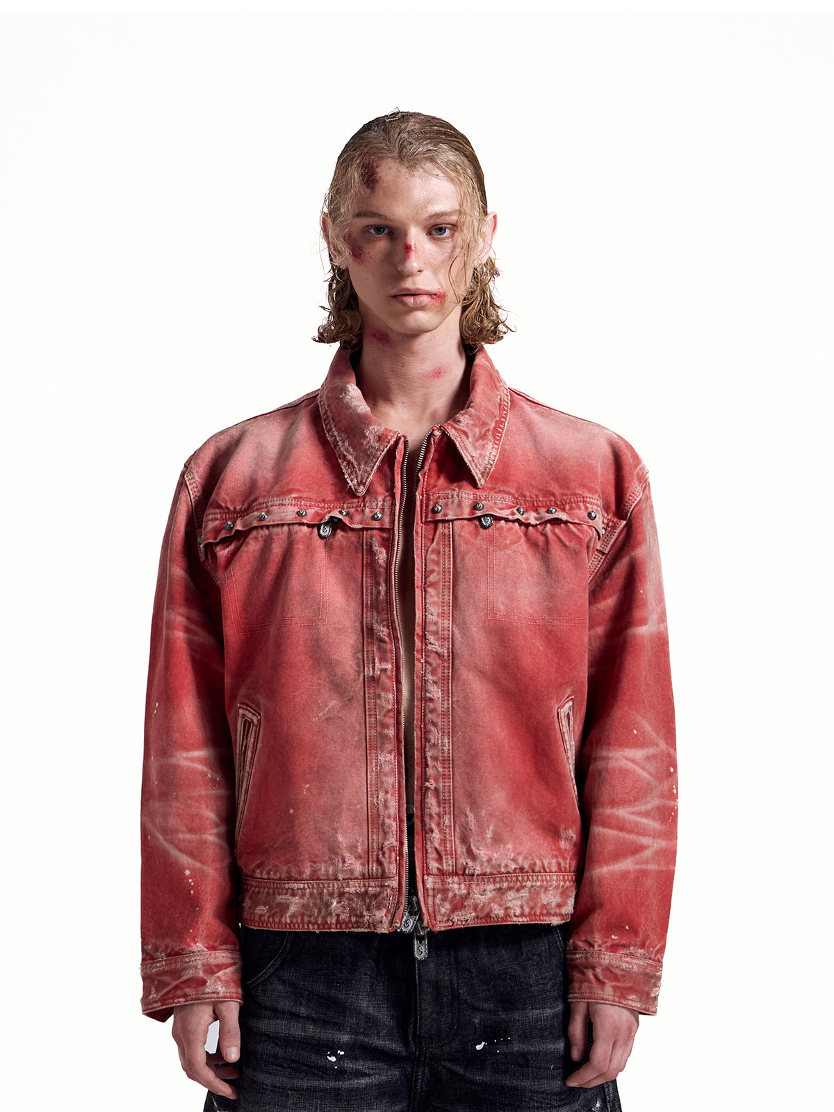 HAS2SONS 25FW Detroit washed short rivet jacket 045