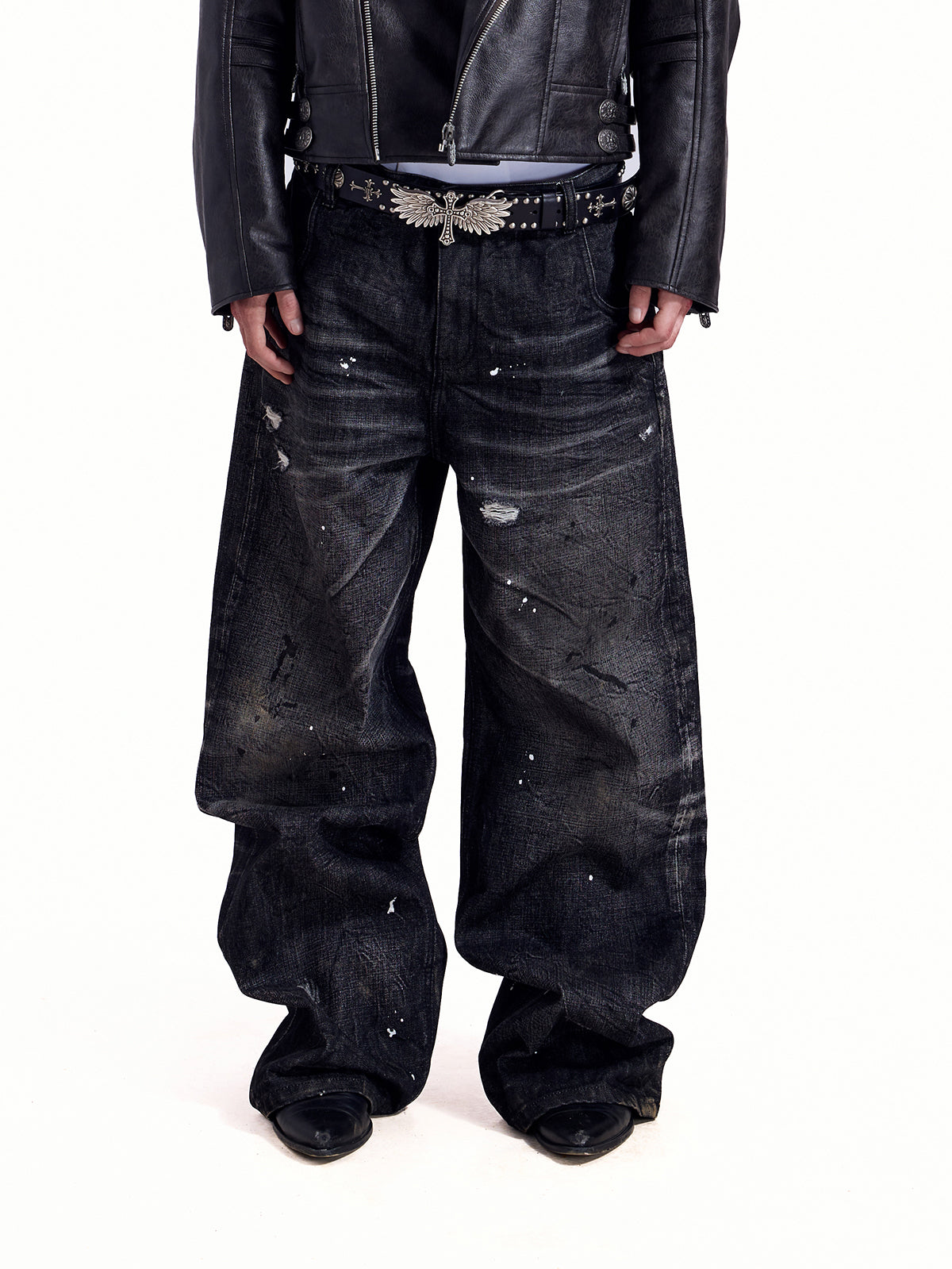 HAS2SONS Black Bull Heavy Wash Water 14.5oz Jeans 056