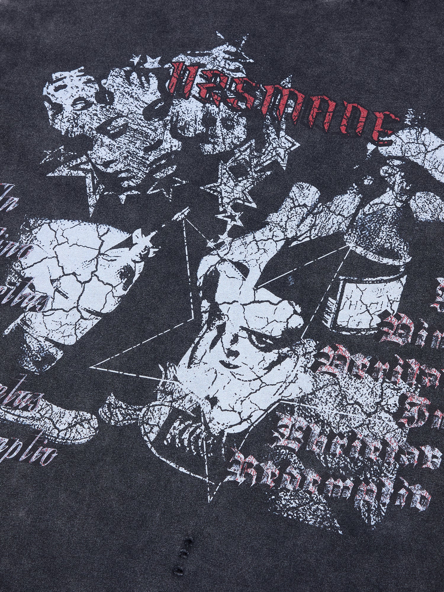 HAS2SONS 26SS "Strife" Washed Distressed Single Stitch Cotton Oversized Crew Tee T-Shirt