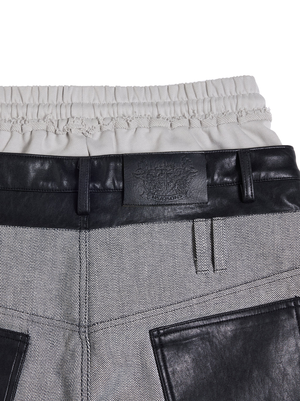 HAS2SONS 26SS Double Triple Waistband Rivet Embroidered Spliced Jeans 086