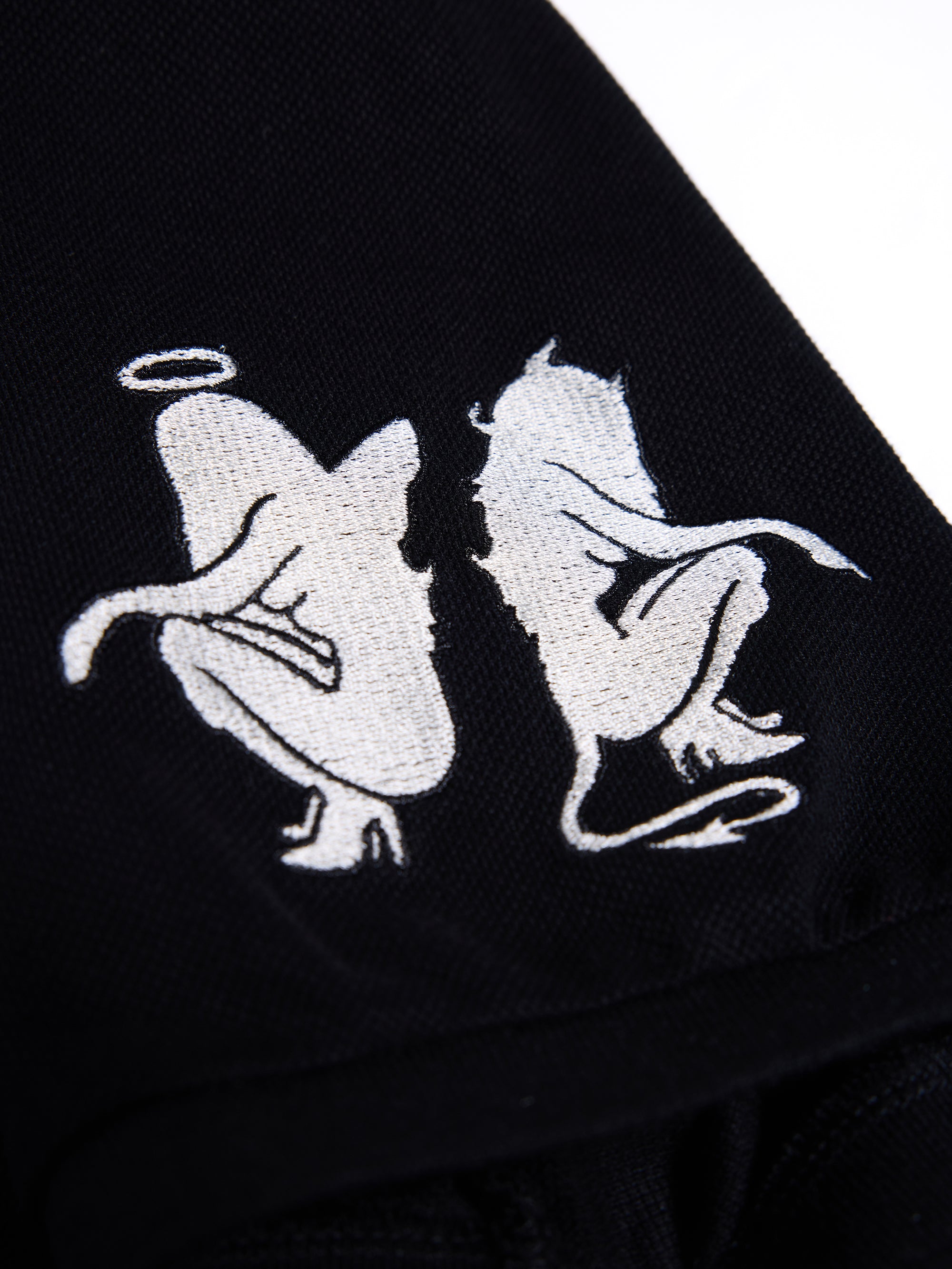 HAS2SONS "Tipsy Point" Asymmetrical Contrast Embroidered Regular Shoulder Polo Shirt 076