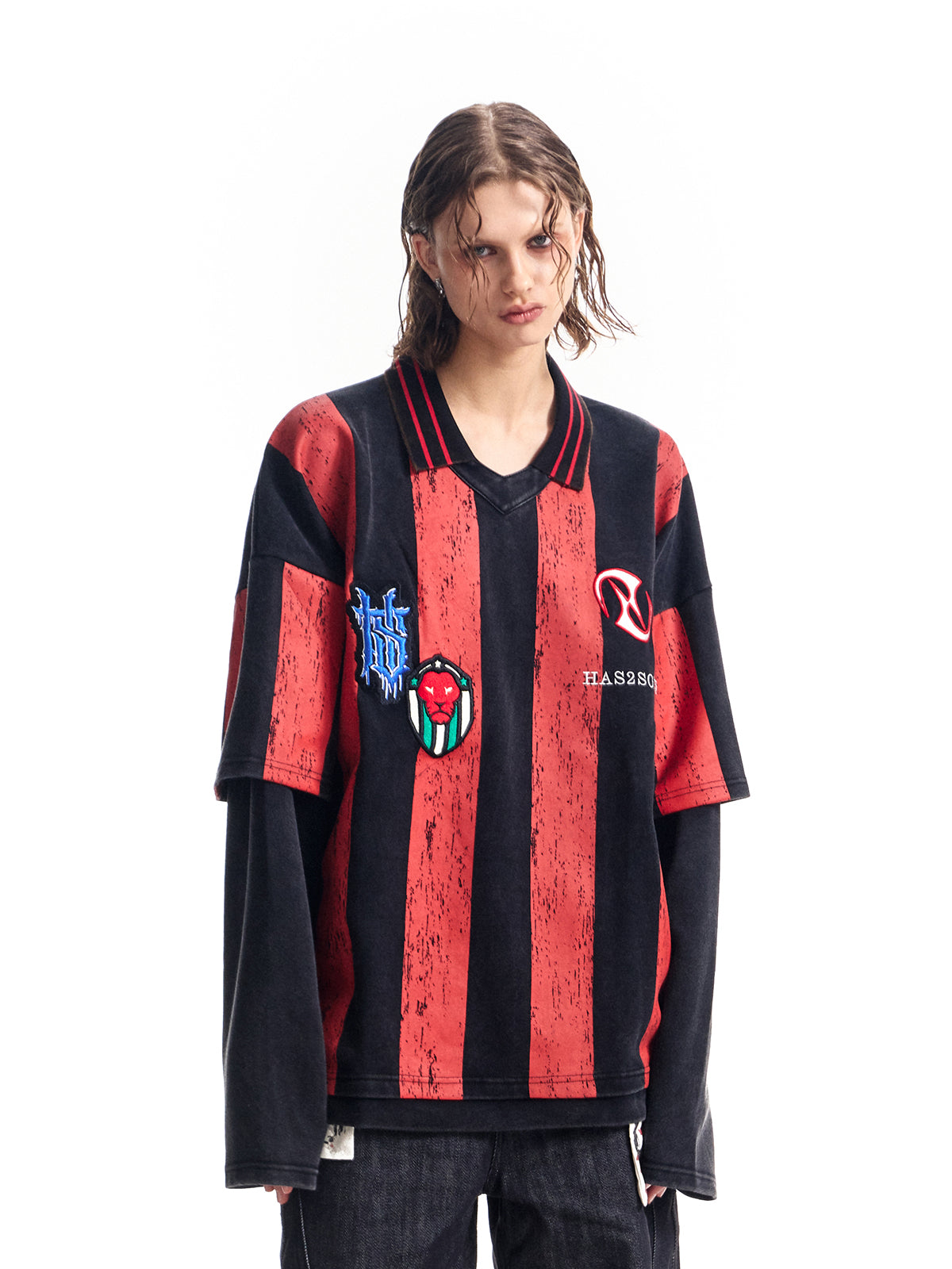 HAS2SONS fake two-piece long sleeved embroidered ball jersey 012
