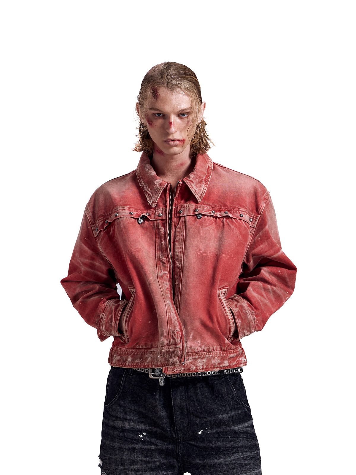 HAS2SONS 25FW Detroit washed short rivet jacket 045