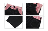 HAS2SONS Original Beef Splicing Pink Grid Bent Knife Jeans