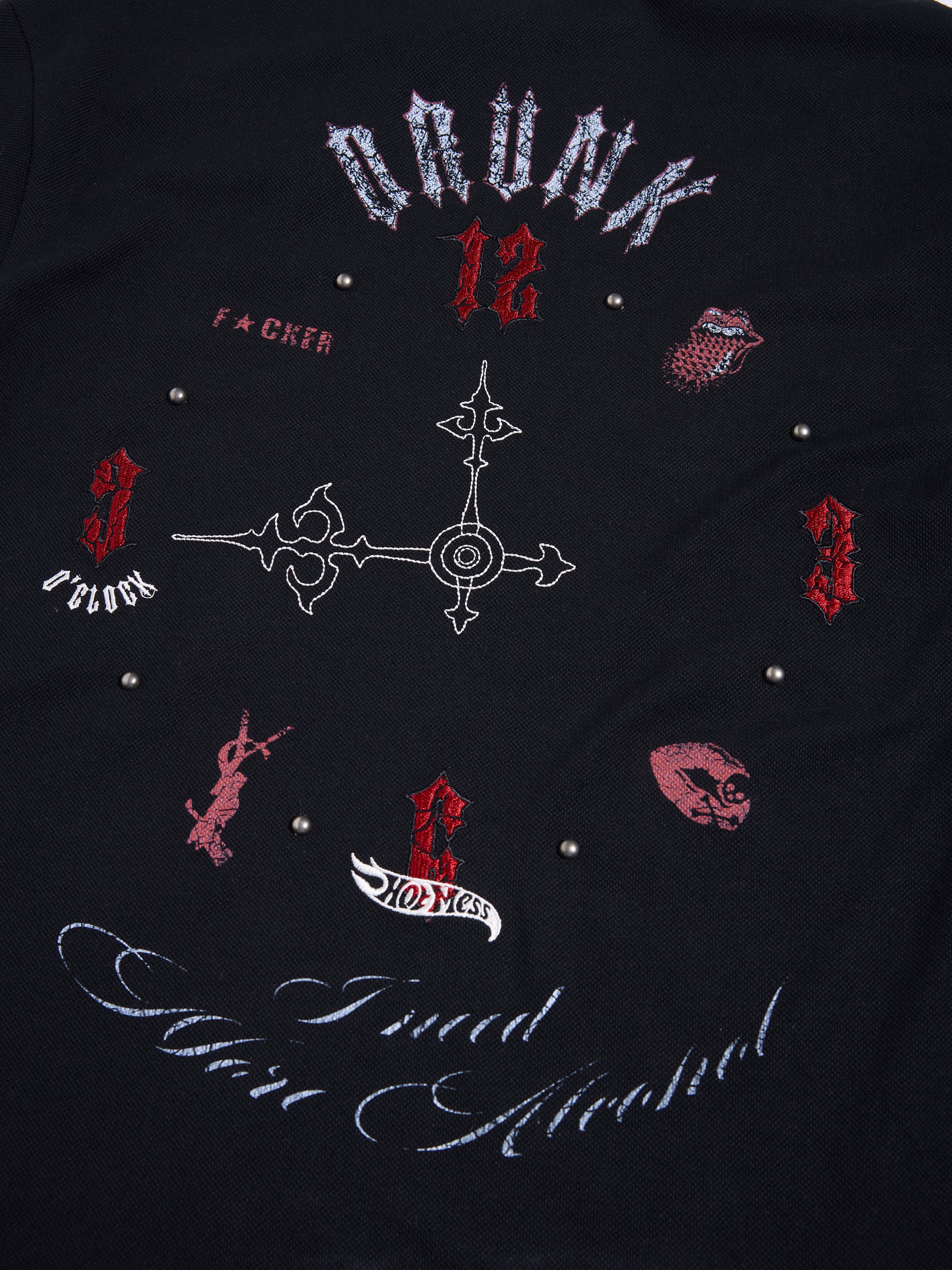 HAS2SONS "Tipsy Point" Asymmetrical Contrast Embroidered Regular Shoulder Polo Shirt 076