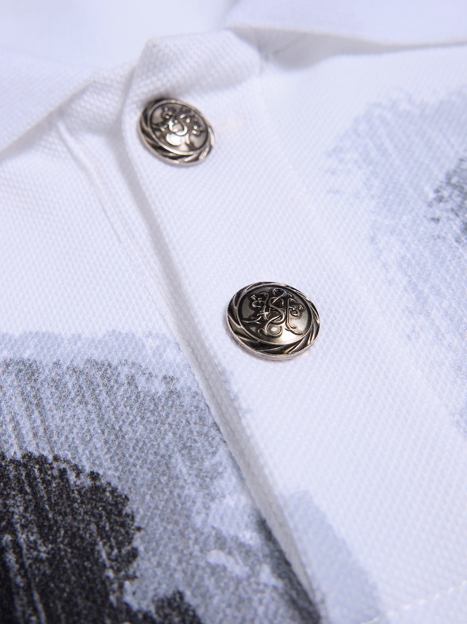 HAS2SONS "Dizzy Gaze" Eye Print White Contrast Regular Shoulder Polo Shirt 077