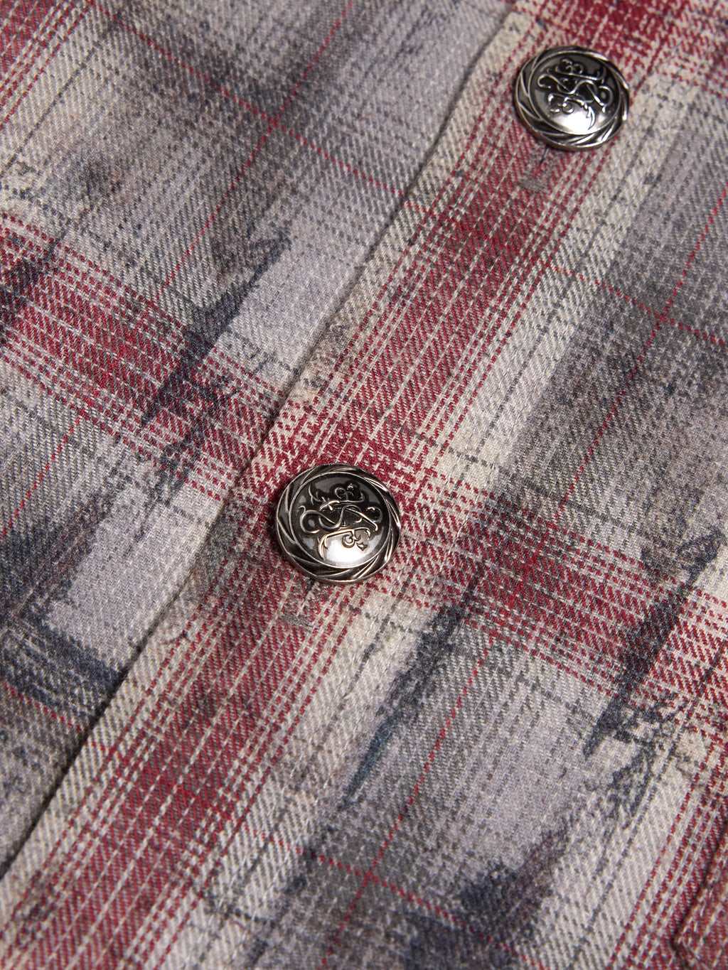 HAS2SONS 26ss Red Grey Plaid Boxy Shirt, Star Patch Embroidered Cropped Street Top 089