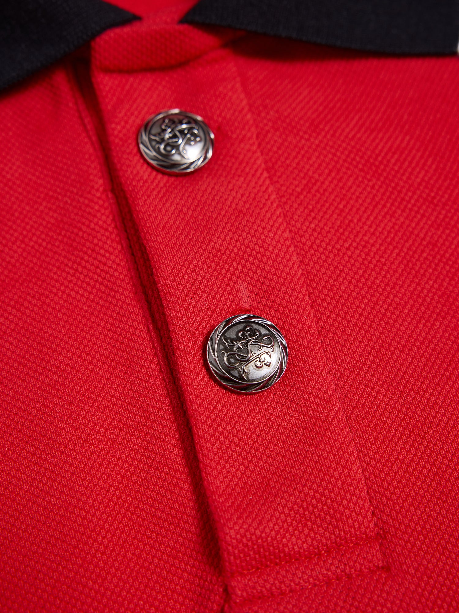 HAS2SONS 26SS "Fiery Soul" Red Embroidered Contrast Polo Shirt 078