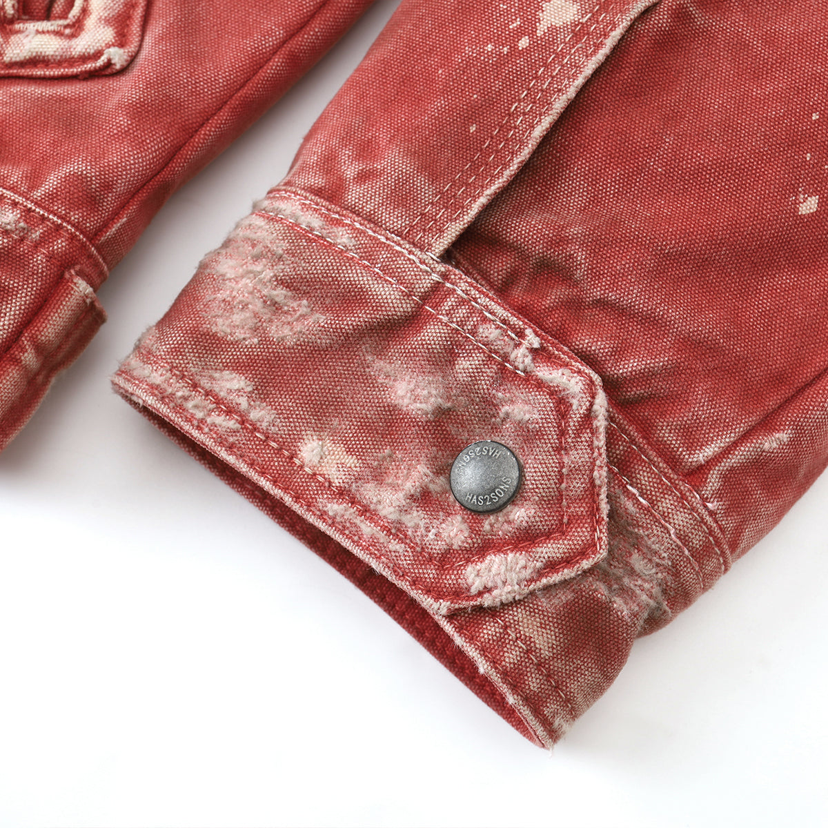 HAS2SONS 25FW Red Detroit washed short and wide jacket with rivets