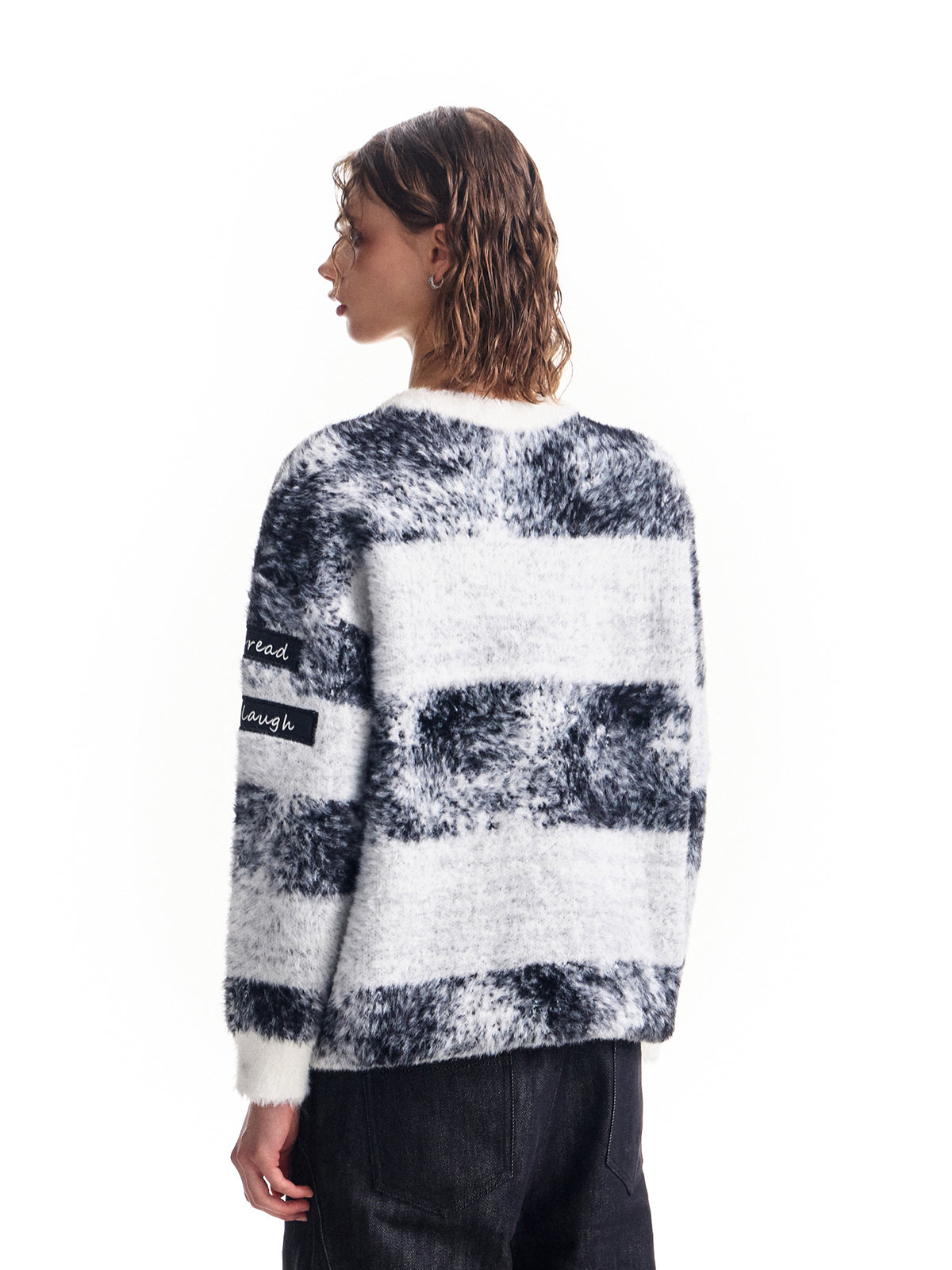 HAS2SONS mink wool sweater with striped jacquard and velvet knit sweater 022