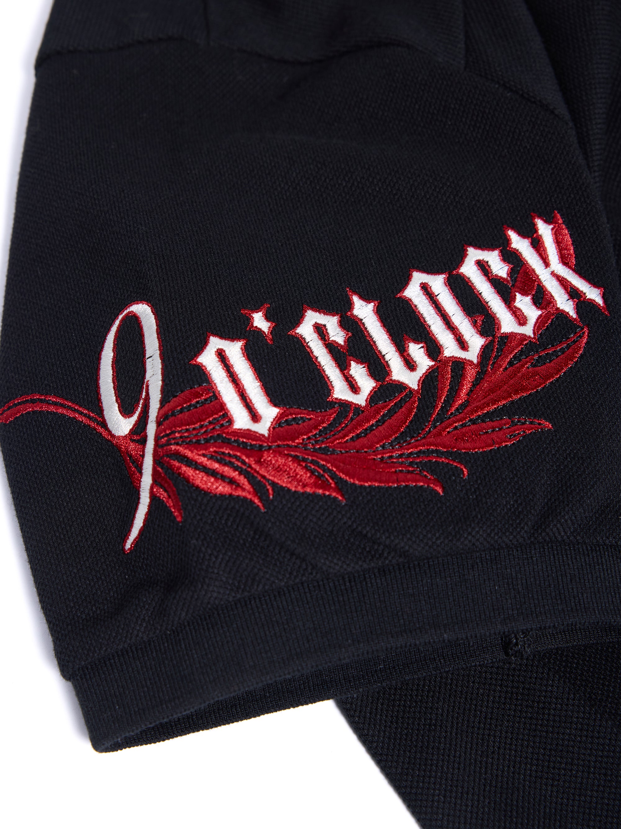 HAS2SONS "Tipsy Point" Asymmetrical Contrast Embroidered Regular Shoulder Polo Shirt 076