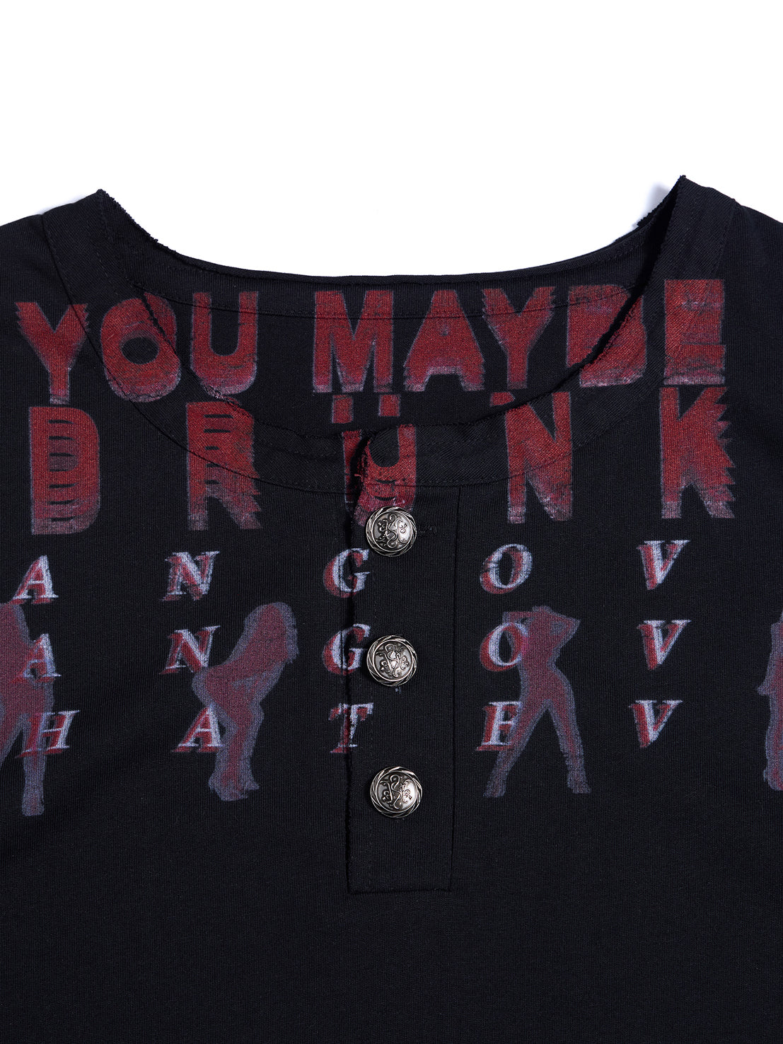 HAS2SONS 26SS Fake Two-Piece Henley Neck Digital Print Unisex Cotton Tee 085