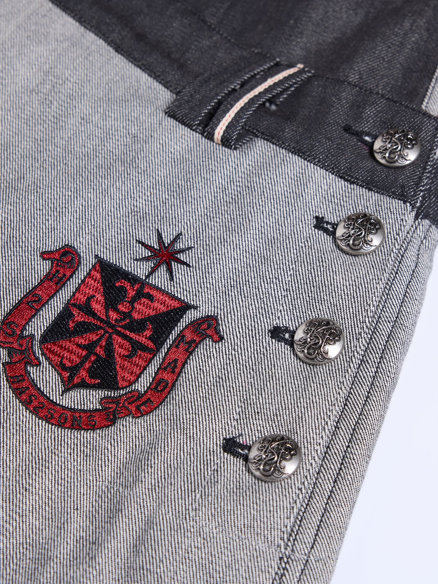 HAS2SONS 26SS Raw Denim Curved Wide Leg Dual Waistband 13.5oz Red Selvedge Jeans 081