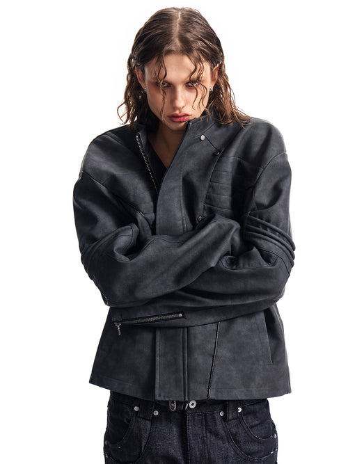 HAS2SONPU American street standing collar leather jacket