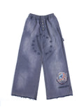 HAS2SONS 26SS Faded Purple Pinup Graphic Raw Hem Wide Leg Carpenter Pants 101