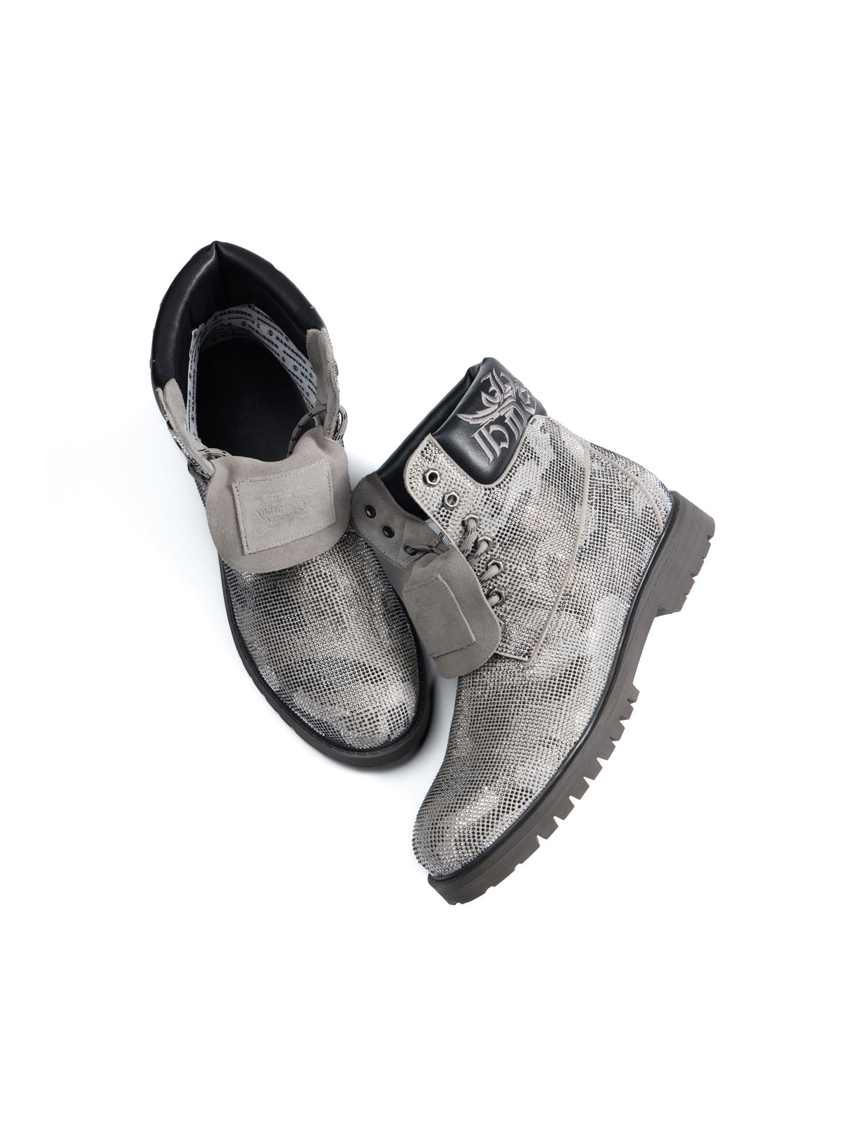 HAS2SONS 26FW Camo Rhinestone Platform Combat Boots