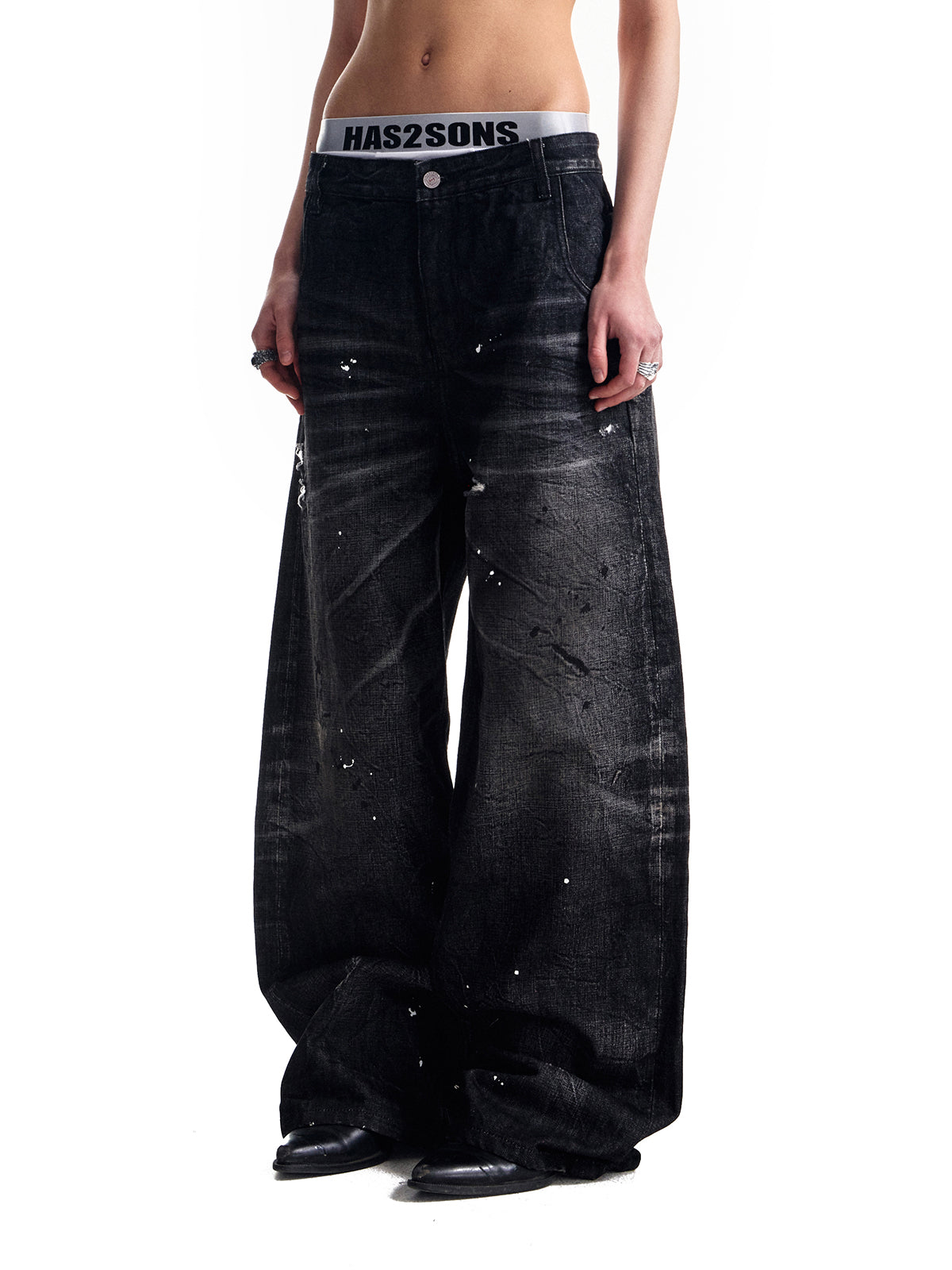 HAS2SONS Black Bull Heavy Wash Water 14.5oz Jeans 056