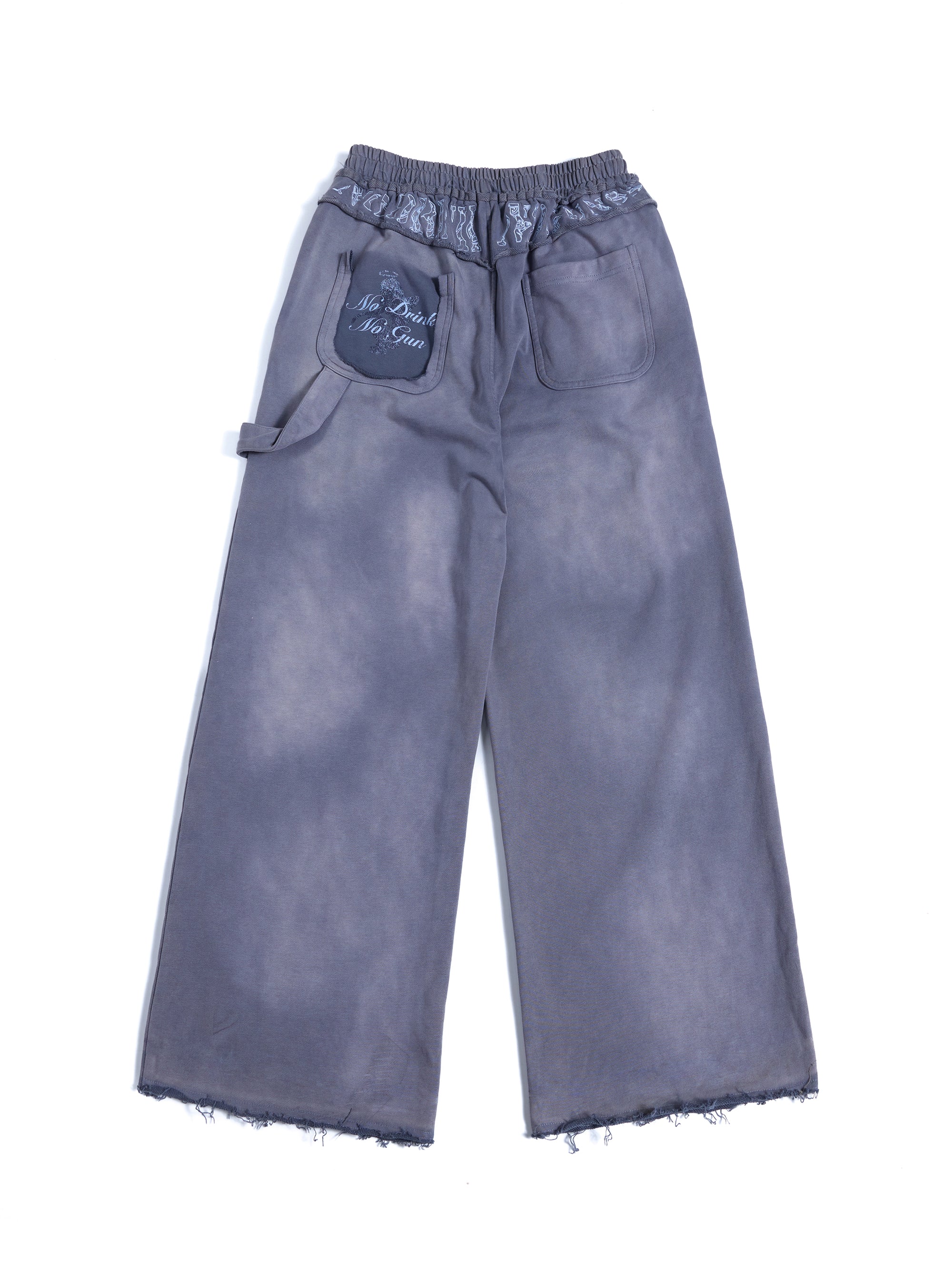 HAS2SONS 26SS Faded Purple Pinup Graphic Raw Hem Wide Leg Carpenter Pants 101