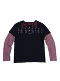 HAS2SONS 26SS Fake Two-Piece Henley Neck Digital Print Unisex Cotton Tee 085