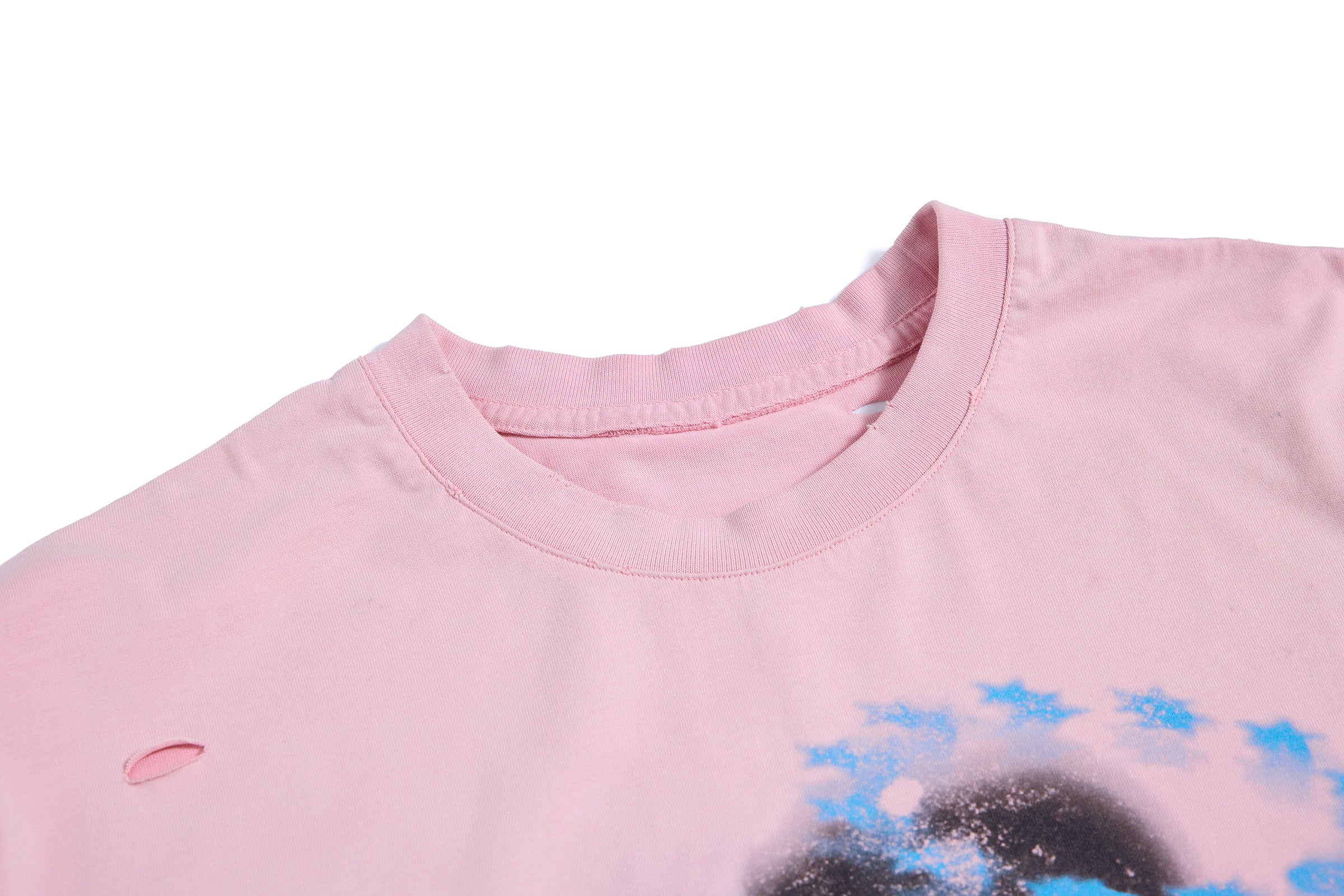 HAS2SONS Pink Ripped Halo Portrait Cropped Graphic Tee 099