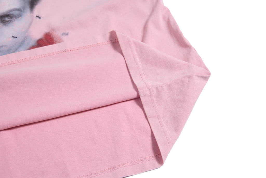 HAS2SONS Pink Ripped Halo Portrait Cropped Graphic Tee 099