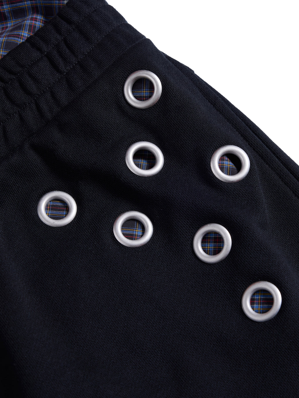 HAS2SONS Dual Waist Plaid Eyelet Detailed Two-In-One Sweatpants 113