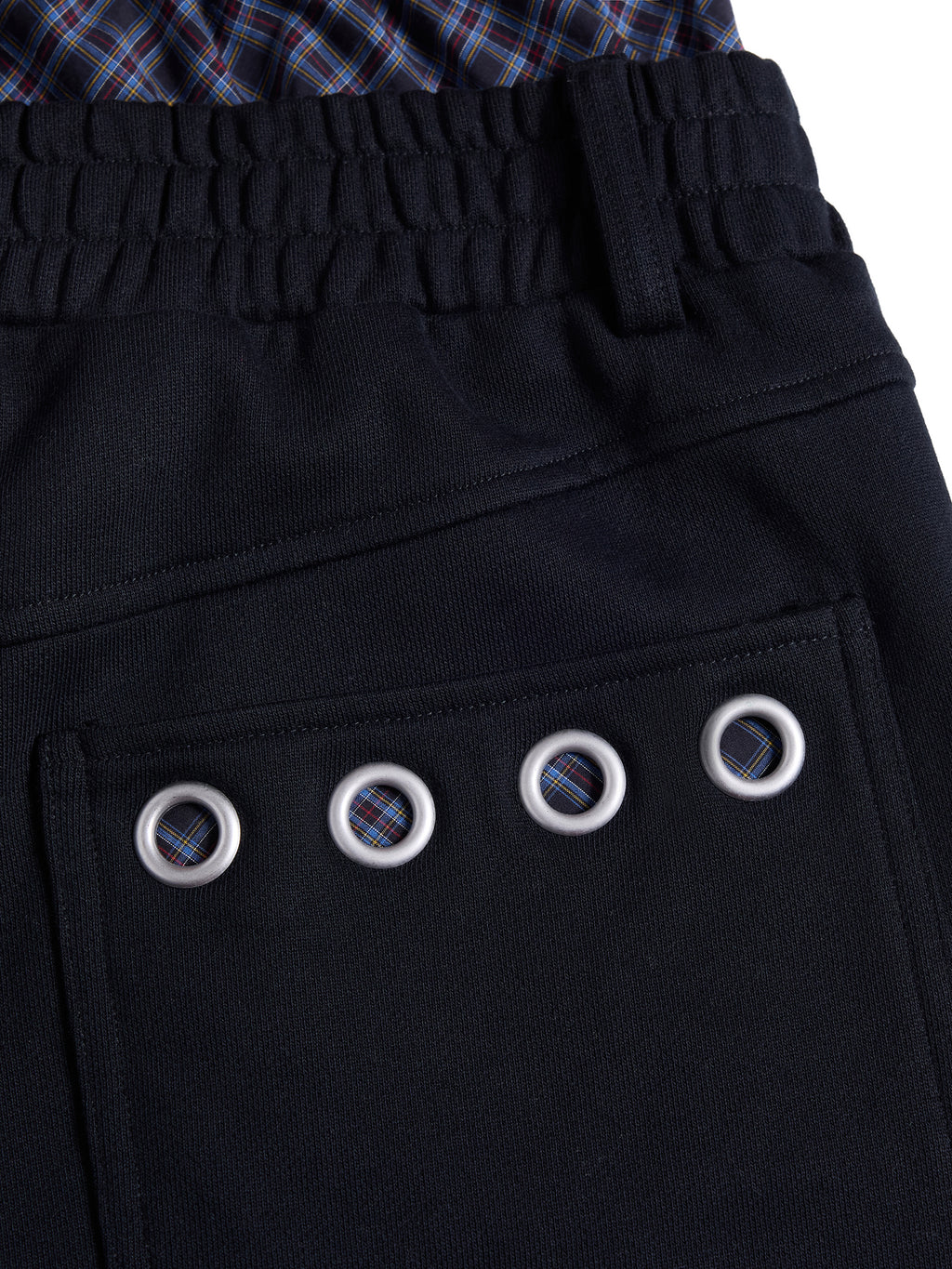 HAS2SONS Dual Waist Plaid Eyelet Detailed Two-In-One Sweatpants 113