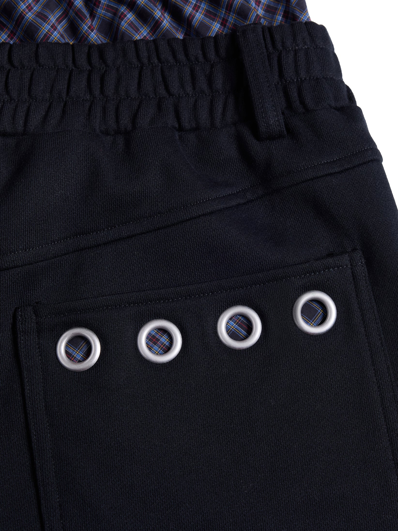 HAS2SONS Dual Waist Plaid Eyelet Detailed Two-In-One Sweatpants 113