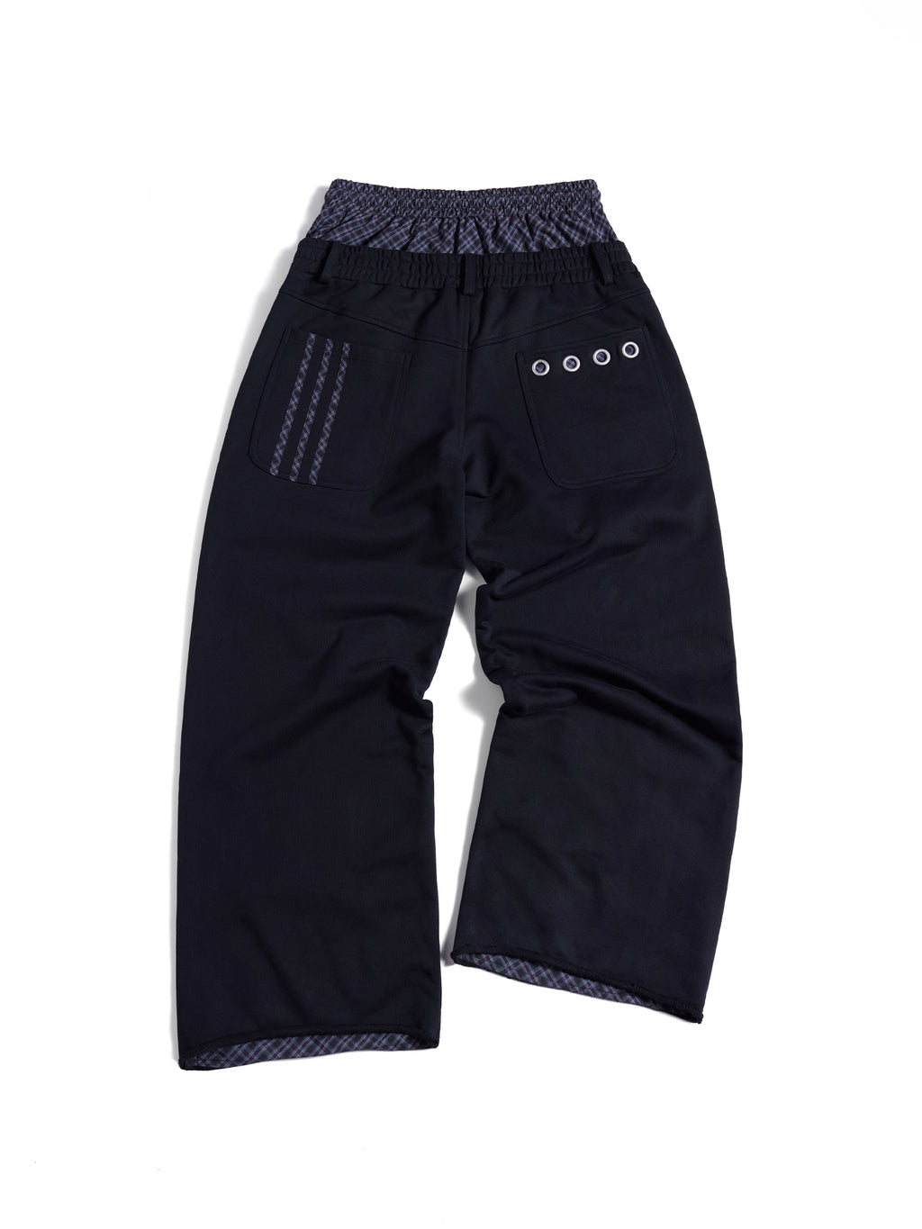 HAS2SONS Dual Waist Plaid Eyelet Detailed Two-In-One Sweatpants 113