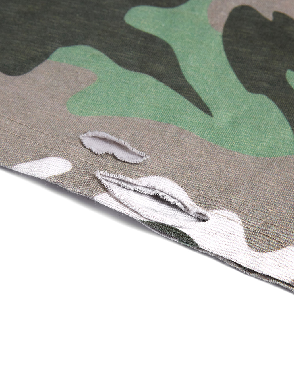 HAS2SONS 26FW Camo Cuff Frayed Two-In-One Long Tee 114
