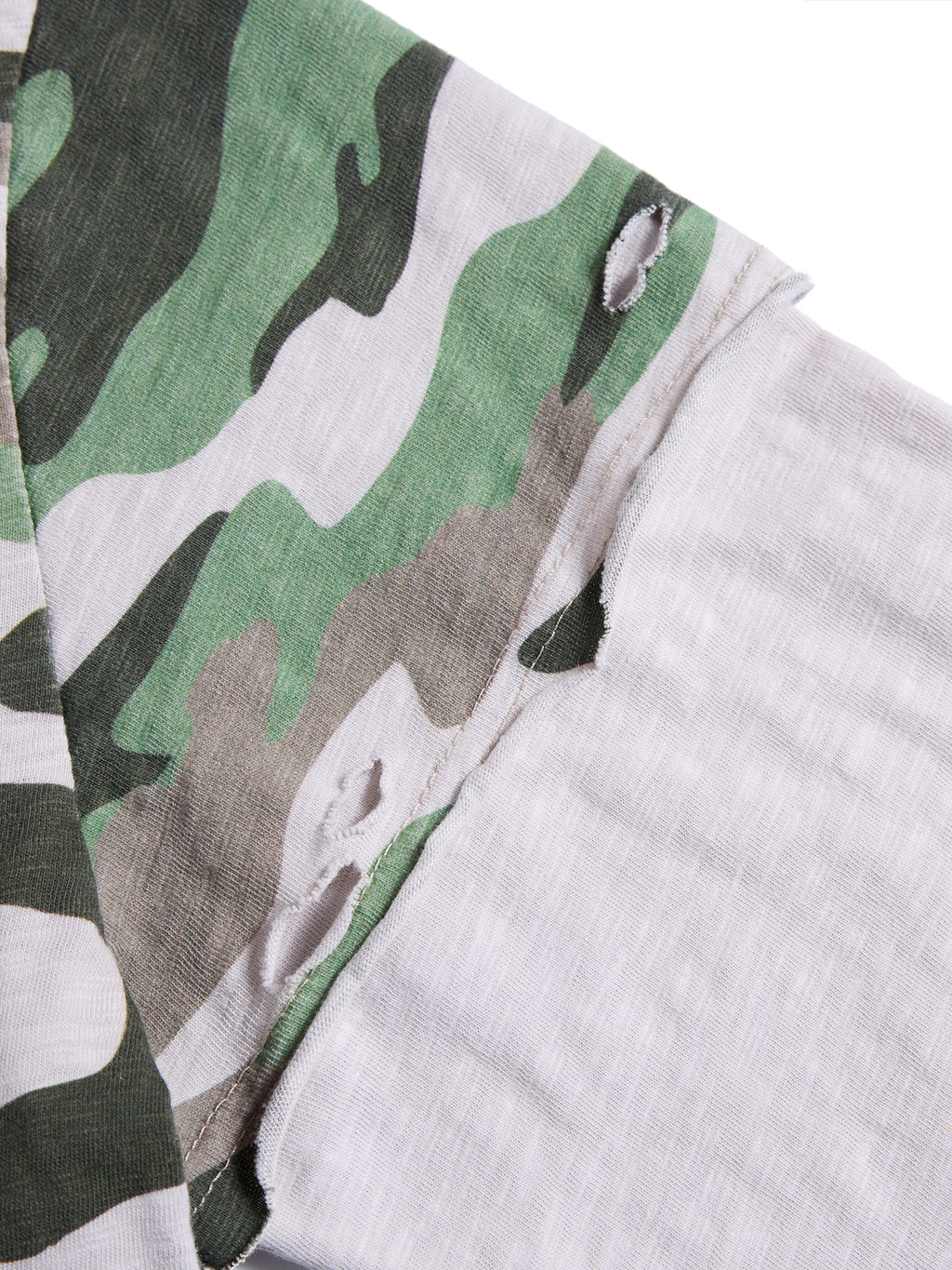 HAS2SONS 26FW Camo Cuff Frayed Two-In-One Long Tee 114