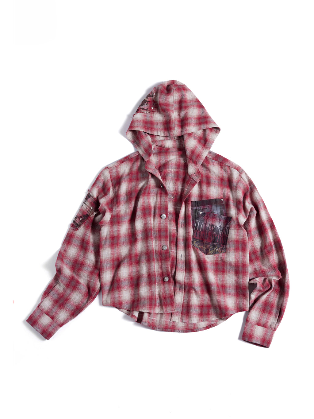 HAS2SONS 26FW Plaid Patch Vintage Washed Hooded Shirt 115