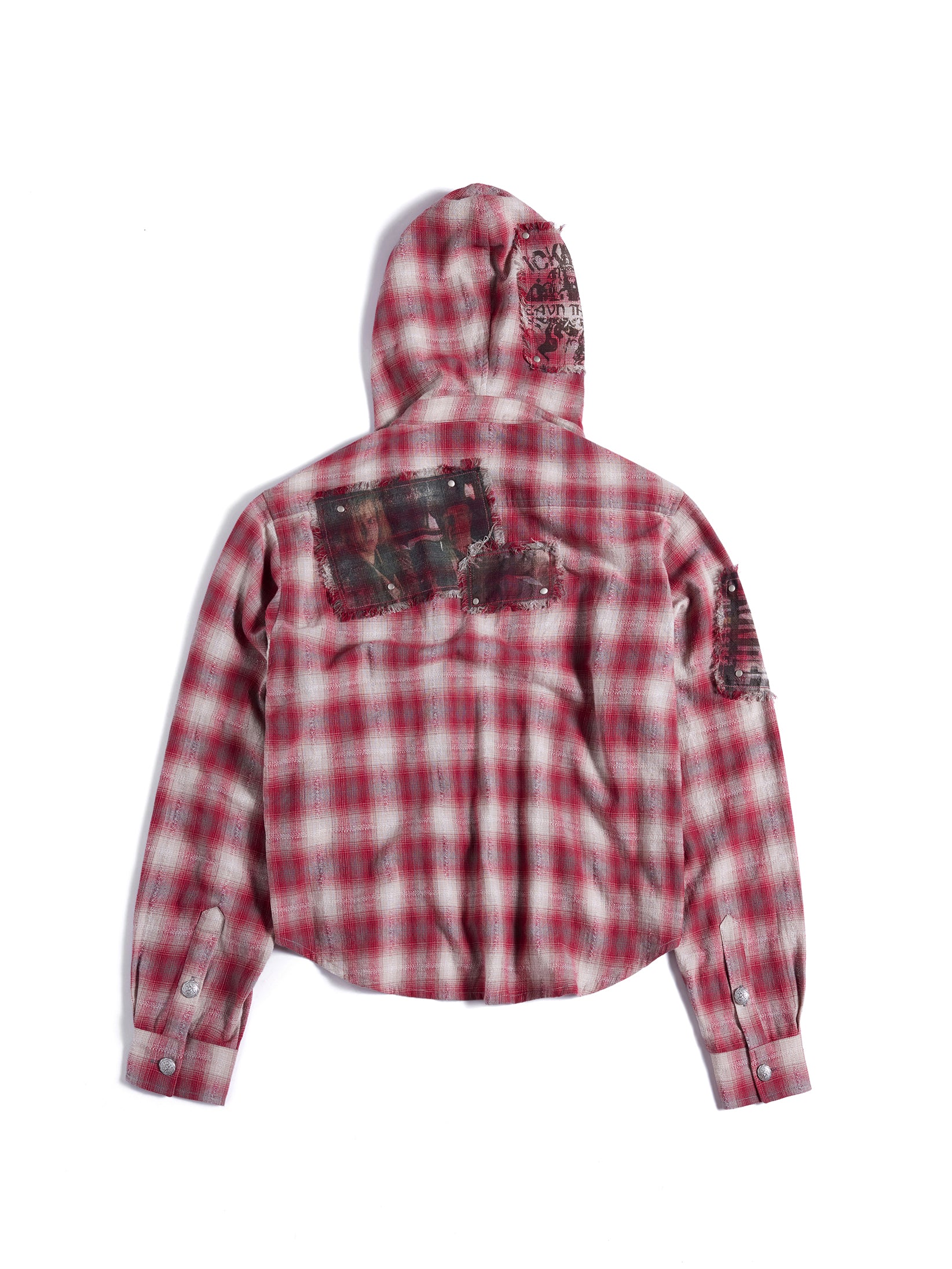 HAS2SONS 26FW Plaid Patch Vintage Washed Hooded Shirt 115