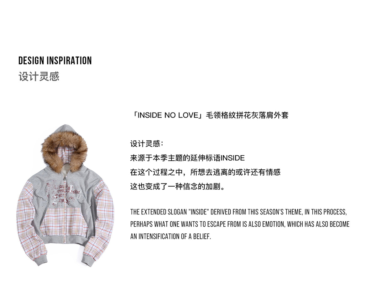 HAS2SONS「INSIDE NO LOVE」Detachable Fur Collar Streetwear Hoodie 124